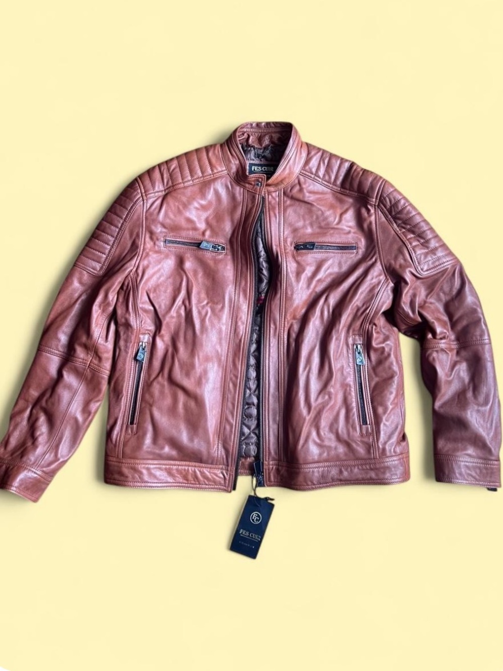 Men's Brown Leather Moto Jacket